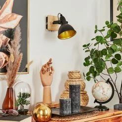 Hofstein Tina Wandleuchte Chrom, Schwarz, Holz hell, 1-flammig -Wandleuchten Verkaufsgeschäft tina wandleuchte h3581018 9