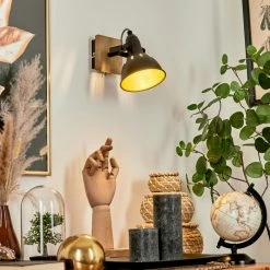 Hofstein Tina Wandleuchte Chrom, Schwarz, Holz dunkel, 1-flammig -Wandleuchten Verkaufsgeschäft tina wandleuchte h3581056 6