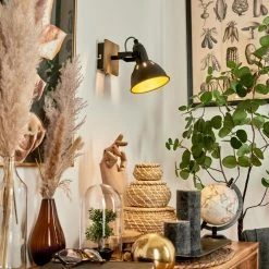 Hofstein Tina Wandleuchte Chrom, Schwarz, Holz dunkel, 1-flammig -Wandleuchten Verkaufsgeschäft tina wandleuchte h3581056 8