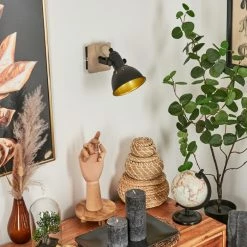 Hofstein Tina Wandleuchte Chrom, Schwarz, Holz dunkel, 1-flammig -Wandleuchten Verkaufsgeschäft tina wandleuchte h3581056 9