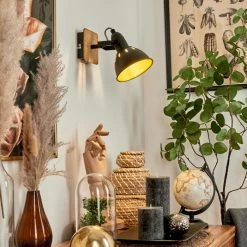 Hofstein Tina Wandleuchte Chrom, Schwarz, Naturfarben, 1-flammig -Wandleuchten Verkaufsgeschäft tina wandleuchte h3581094 8