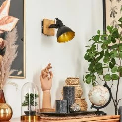 Hofstein Tina Wandleuchte Chrom, Schwarz, Naturfarben, 1-flammig -Wandleuchten Verkaufsgeschäft tina wandleuchte h3581094 9