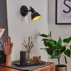 Hofstein Tita Wandleuchte Chrom, Schwarz, 1-flammig