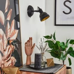 Hofstein Tita Wandleuchte Chrom, Schwarz, 1-flammig -Wandleuchten Verkaufsgeschäft tita wandleuchte h3017487 9