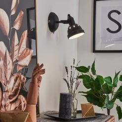 Hofstein Tita Wandleuchte Chrom, Schwarz, 1-flammig