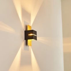 Hofstein Tora Wandleuchte Schwarz-Gold, 1-flammig -Wandleuchten Verkaufsgeschäft tora wandleuchte h3013250 do4 20