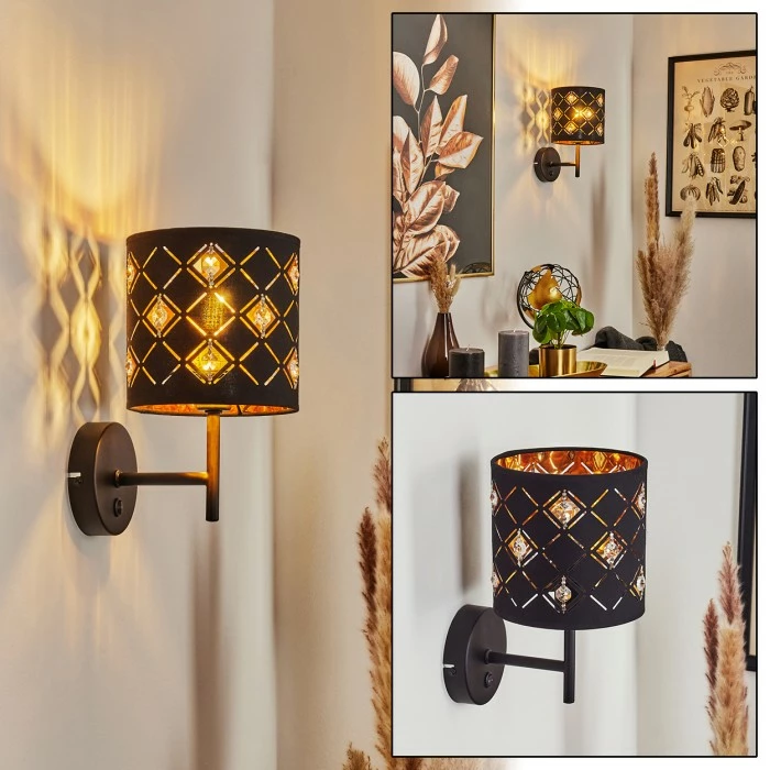 Hofstein Trasancos Wandleuchte Schwarz, 1-flammig 1 Hofstein Trasancos Wandleuchte Schwarz, 1-flammig