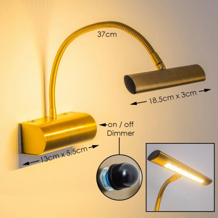 Trio Leuchten CURTIS Wandleuchte LED Messing, Altmessing, 1-flammig 2 Trio Leuchten CURTIS Wandleuchte LED Messing, Altmessing, 1-flammig – Bild 2