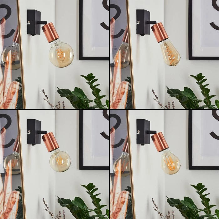 Hofstein Tulla Wandleuchte Schwarz, Kupferfarben, 1-flammig 2 Hofstein Tulla Wandleuchte Schwarz, Kupferfarben, 1-flammig – Bild 2