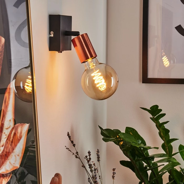 Hofstein Tulla Wandleuchte Schwarz, Kupferfarben, 1-flammig 11 Hofstein Tulla Wandleuchte Schwarz, Kupferfarben, 1-flammig – Bild 11