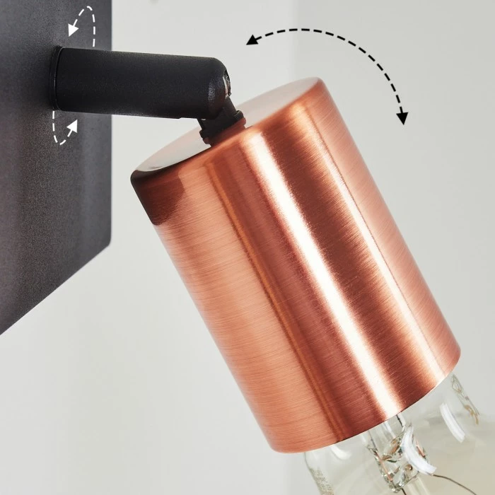 Hofstein Tulla Wandleuchte Schwarz, Kupferfarben, 1-flammig 3 Hofstein Tulla Wandleuchte Schwarz, Kupferfarben, 1-flammig – Bild 3