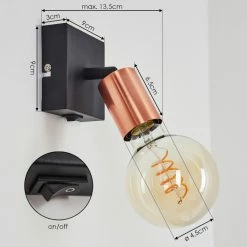 Hofstein Tulla Wandleuchte Schwarz, Kupferfarben, 1-flammig 16 Hofstein Tulla Wandleuchte Schwarz, Kupferfarben, 1-flammig -Wandleuchten Verkaufsgeschäft tulla wandleuchte h3382448 3