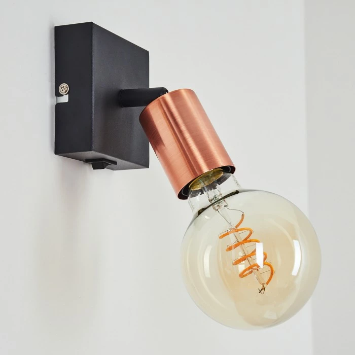 Hofstein Tulla Wandleuchte Schwarz, Kupferfarben, 1-flammig 8 Hofstein Tulla Wandleuchte Schwarz, Kupferfarben, 1-flammig – Bild 8