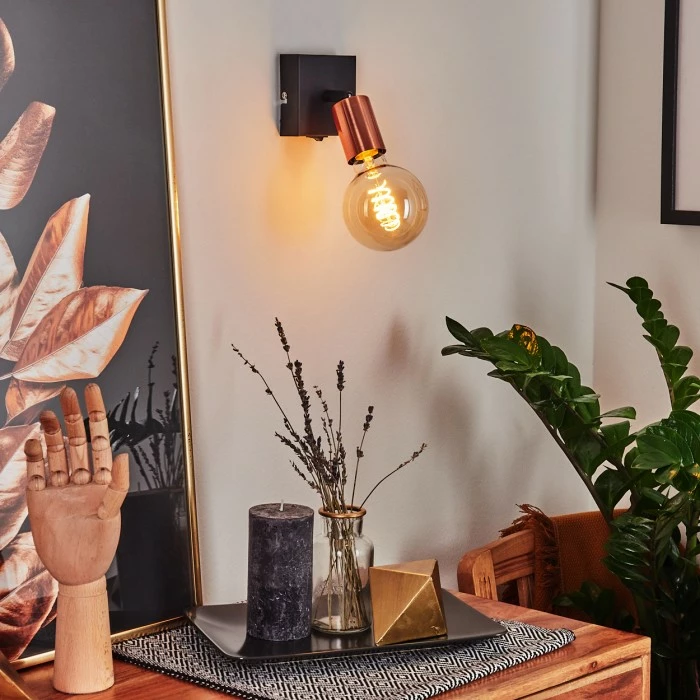 Hofstein Tulla Wandleuchte Schwarz, Kupferfarben, 1-flammig 9 Hofstein Tulla Wandleuchte Schwarz, Kupferfarben, 1-flammig – Bild 9