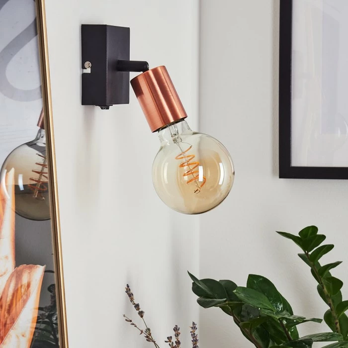 Hofstein Tulla Wandleuchte Schwarz, Kupferfarben, 1-flammig 10 Hofstein Tulla Wandleuchte Schwarz, Kupferfarben, 1-flammig – Bild 10