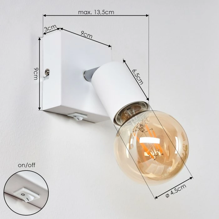 Hofstein Tulla Wandleuchte Weiß, 1-flammig 4 Hofstein Tulla Wandleuchte Weiß, 1-flammig – Bild 4