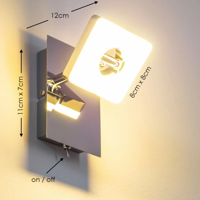 Hofstein Turin Wandspot LED Chrom, 1-flammig 2 Hofstein Turin Wandspot LED Chrom, 1-flammig – Bild 2