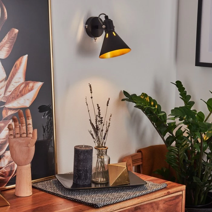 Hofstein Upiano Wandleuchte Chrom, Schwarz, 1-flammig 1 Hofstein Upiano Wandleuchte Chrom, Schwarz, 1-flammig