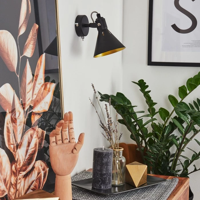 Hofstein Upiano Wandleuchte Chrom, Schwarz, 1-flammig 2 Hofstein Upiano Wandleuchte Chrom, Schwarz, 1-flammig – Bild 2