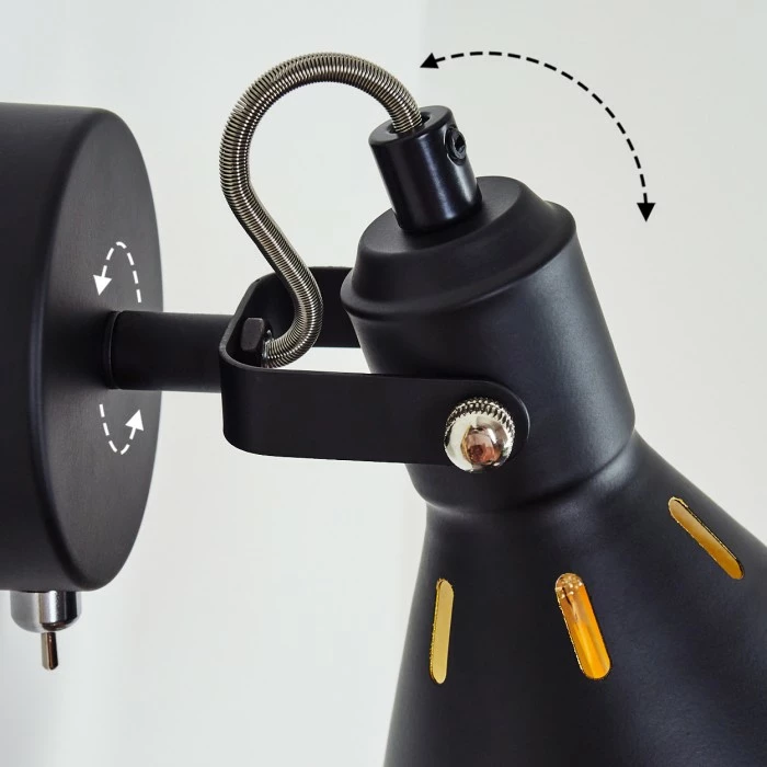 Hofstein Upiano Wandleuchte Chrom, Schwarz, 1-flammig 3 Hofstein Upiano Wandleuchte Chrom, Schwarz, 1-flammig – Bild 3