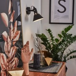 Hofstein Upiano Wandleuchte Chrom, Schwarz, 1-flammig