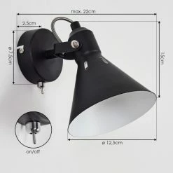Hofstein Upiano Wandleuchte Chrom, Schwarz, 1-flammig -Wandleuchten Verkaufsgeschäft upiano wandleuchte h3017814 3