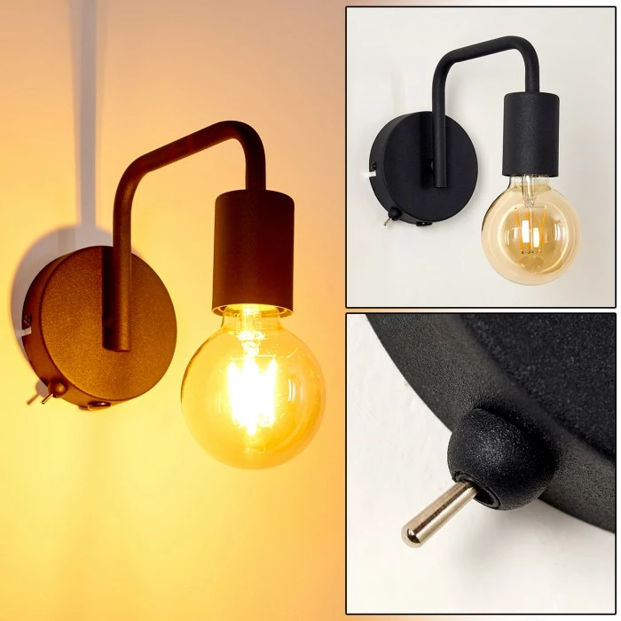 Hofstein Valocolla Wandleuchte Schwarz, 1-flammig 1 Hofstein Valocolla Wandleuchte Schwarz, 1-flammig