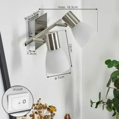 Hofstein Villaseca Wandleuchte LED Nickel-Matt, 2-flammig -Wandleuchten Verkaufsgeschäft villaseca wandleuchte h3651650 3