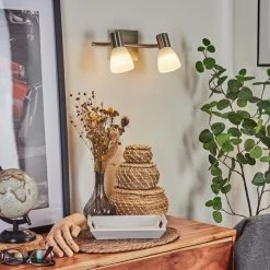 Hofstein Villaseca Wandleuchte LED Nickel-Matt, 2-flammig -Wandleuchten Verkaufsgeschäft villaseca wandleuchte h3651650 6