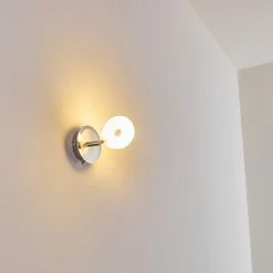 Hofstein Wandleuchte Donot LED Nickel-Matt, Chrom, 1-flammig -Wandleuchten Verkaufsgeschäft wandleuchte donot h3021293 do2 10