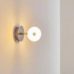 Hofstein Wandleuchte Donot LED Nickel-Matt, Chrom, 1-flammig -Wandleuchten Verkaufsgeschäft wandleuchte donot h3021293 do2 15