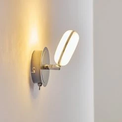 Hofstein Wandleuchte Donot LED Nickel-Matt, Chrom, 1-flammig -Wandleuchten Verkaufsgeschäft wandleuchte donot h3021293 do2 17