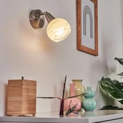 Hofstein Warga Wandleuchte LED Nickel-Matt, 1-flammig -Wandleuchten Verkaufsgeschäft warga wandleuchte h3395219 8