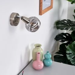 Hofstein Warga Wandleuchte LED Nickel-Matt, 1-flammig -Wandleuchten Verkaufsgeschäft warga wandleuchte h3395387 9