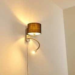 Hofstein Wiby Wandleuchte LED Nickel-Matt, 2-flammig -Wandleuchten Verkaufsgeschäft wiby wandleuchte h3295885 do1 17