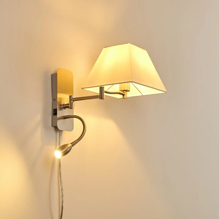 Hofstein Wiby Wandleuchte LED Nickel-Matt, 2-flammig 12 Hofstein Wiby Wandleuchte LED Nickel-Matt, 2-flammig – Bild 12