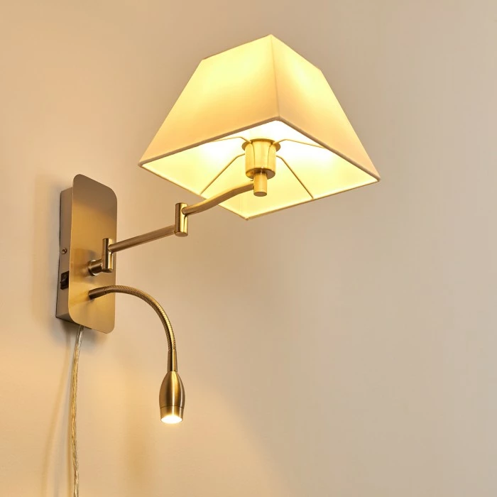 Hofstein Wiby Wandleuchte LED Nickel-Matt, 2-flammig 3 Hofstein Wiby Wandleuchte LED Nickel-Matt, 2-flammig – Bild 3