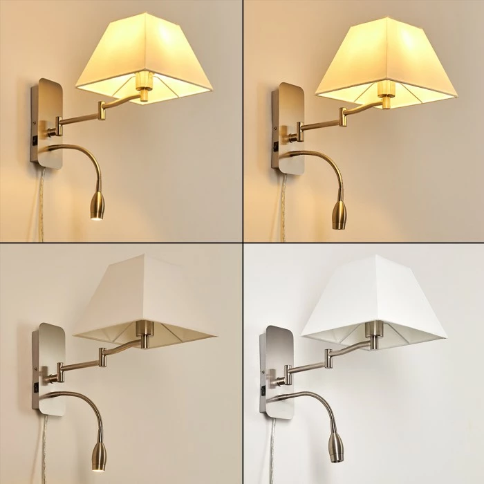 Hofstein Wiby Wandleuchte LED Nickel-Matt, 2-flammig 4 Hofstein Wiby Wandleuchte LED Nickel-Matt, 2-flammig – Bild 4