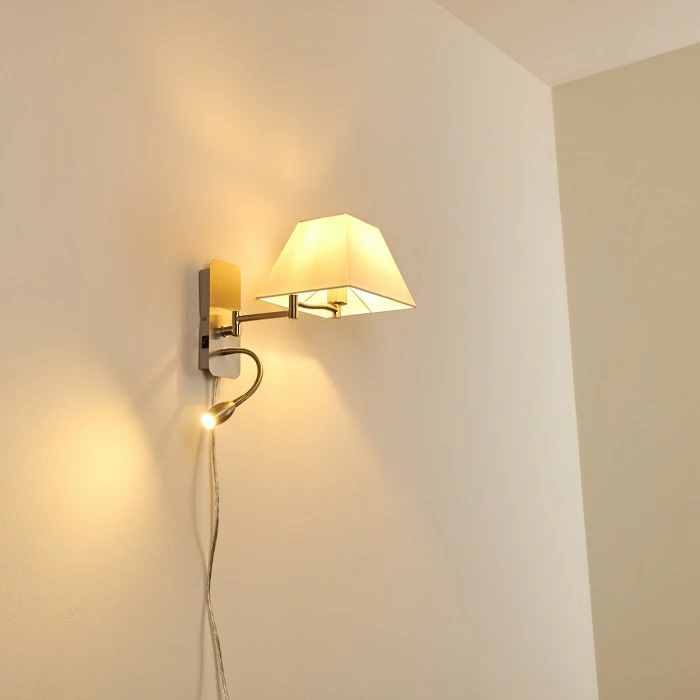 Hofstein Wiby Wandleuchte LED Nickel-Matt, 2-flammig 10 Hofstein Wiby Wandleuchte LED Nickel-Matt, 2-flammig – Bild 10