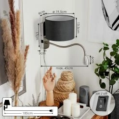 Hofstein Wiby Wandleuchte LED Nickel-Matt, 2-flammig -Wandleuchten Verkaufsgeschäft wiby wandleuchte h3588390 3