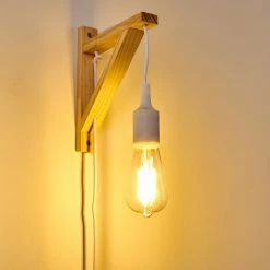 Hofstein Wiedau Wandleuchte Weiß, Holz hell, 1-flammig -Wandleuchten Verkaufsgeschäft wiedau wandleuchte h3339282 do1 3