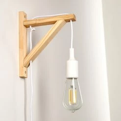 Hofstein Wiedau Wandleuchte Weiß, Holz hell, 1-flammig -Wandleuchten Verkaufsgeschäft wiedau wandleuchte h3339282 do1 4