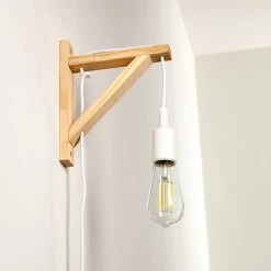 Hofstein Wiedau Wandleuchte Weiß, Holz hell, 1-flammig -Wandleuchten Verkaufsgeschäft wiedau wandleuchte h3339282 do1 7