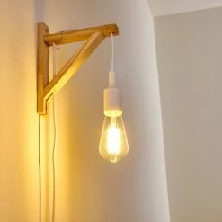 Hofstein Wiedau Wandleuchte Weiß, Holz hell, 1-flammig -Wandleuchten Verkaufsgeschäft wiedau wandleuchte h3339282 do1 9