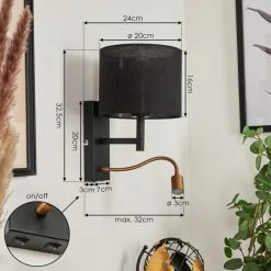 Hofstein Yuruyacu Wandleuchte LED Messing, Schwarz, 2-flammig -Wandleuchten Verkaufsgeschäft yuruyacu wandleuchte h3575529 3