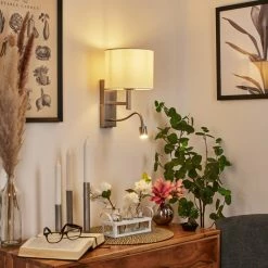 Hofstein Yuruyacu Wandleuchte LED Nickel-Matt, 2-flammig -Wandleuchten Verkaufsgeschäft yuruyacu wandleuchte h3575628 8